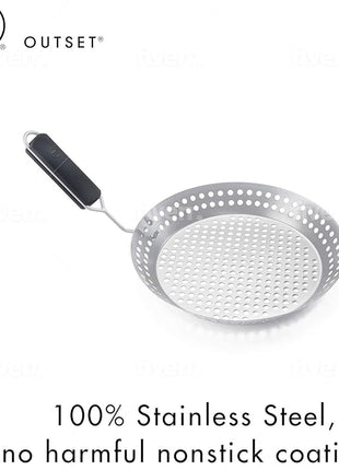 Outset Grill Skillet With Removable Handle, Stainless Steel