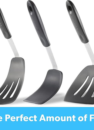 DI ORO - Chef Series FLEX Silicone Spatula 600ºF Heat-Resistant Flexible Silicone Rubber Turner Spatulas (3-Piece Set)