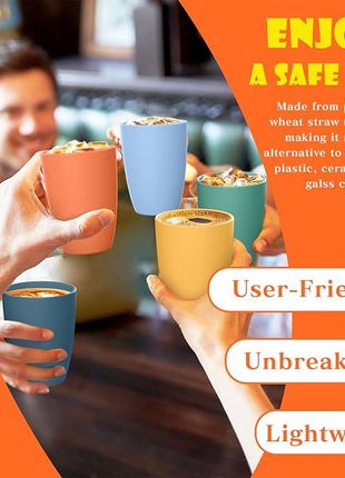 Homienly Wheat Straw Cups, Alternatives to Plastic Cups Reusable Set of 6, Unbreakable Drinking Cup Water Tumblers for Kitchen,Camping, Party, Dishwasher Safe Drinking Glasses Set(12 OZ, Colorful)