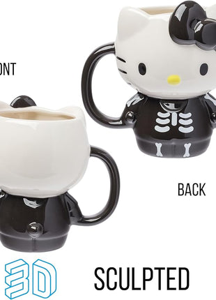 Silver Buffalo Sanrio Hello Kitty Halloween Skeleton Costume Ceramic 3D Sculpted Mug, 20 Ounces