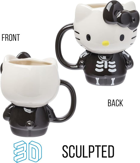 Silver Buffalo Sanrio Hello Kitty Halloween Skeleton Costume Ceramic 3D Sculpted Mug, 20 Ounces