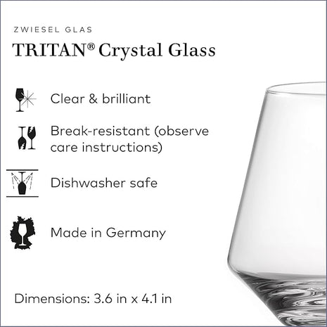 ZWIESEL GLAS Pure Stemless Burgundy Glass (Set of 6), Elegant Wine Glasses for Red Wine, Dishwasher-Safe Tritan Crystal Glasses, Made in Germany (17 Ounce)