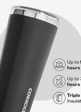 Corkcicle Classic Tumbler - Keeps Drinks Cold for 9 Hours & Hot for 3 - Triple-Insulated Stainless Steel - Holiday Tumbler Gift - 24 oz - Matte Black