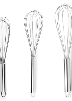 Fox Run 5830 Set of 3 Stainless Steel Wire Balloon Whisks, 8", 10" and 12-Inch