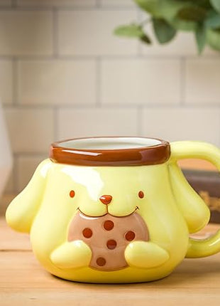 Silver Buffalo Sanrio Hello Kitty and Friends Pompompurin Ceramic 3D Sculpted Mug, 20 Ounces