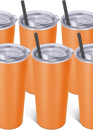 VEGOND 20oz Tumbler Stainless Steel Tumbler with Lid And Straw Vacuum Insulated Double Wall Travel Coffee Mug(orange package 6)