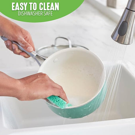 GreenLife Artisan Healthy Ceramic Nonstick, 12 Piece Cookware Pots and Pans Set, Stainless Steel Handle, Induction, PFAS-Free, Dishwasher Safe, Oven Safe, Turquoise