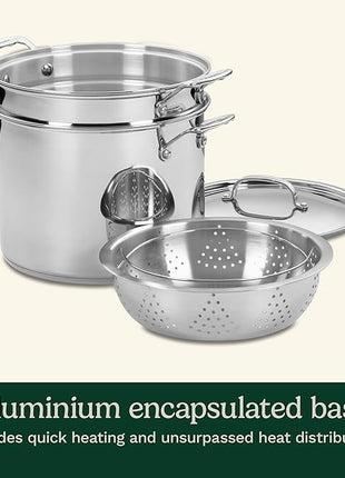Cuisinart 4-Piece Cookware Set, 12 Quarts, Chef's Classic Stainless Steel Pasta/Steamer, 77-412P1
