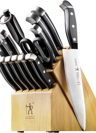 HENCKELS Premium Quality 15-Piece Knife Set with Block, Razor-Sharp, German Engineered Knife Informed by over 100 Years of Masterful Knife Making, Lightweight and Strong, Dishwasher Safe