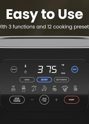 CHEFMAN Multifunctional Digital Air Fryer+ Rotisserie, Dehydrator, Convection Oven, 17 Touch Screen Presets Fry, Roast, Dehydrate, Bake, XL 10L Family Size, Auto Shutoff, Large Easy-View Window, Black