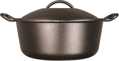 Lodge BOLD Exclusive 7 Quart Premium Pre-Seasoned Cast Iron Dutch Oven with Lid - Dual Handles - Use in the Oven, on the Stove, on the Grill or over the Campfire - Black