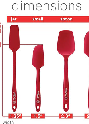 UpGood Silicone Spatula Set 600°F - High Heat Resistant Nonstick, Small and Large Kitchen Spatulas - Flexible BPA Free Professional Grade Cookware - Utensils for Cooking, Baking, Mixing(4 Pcs, Red)