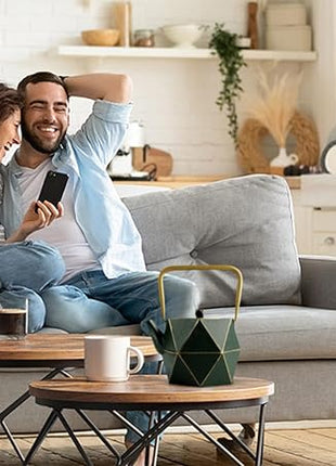 Toptier Cast Iron Teapot, Stovetop Safe Japanese Cast Iron Tea Kettle, Diamond Design Tea Pot with Removable Infuser for Loose Tea, 30 Ounce (900 ml), Dark Green