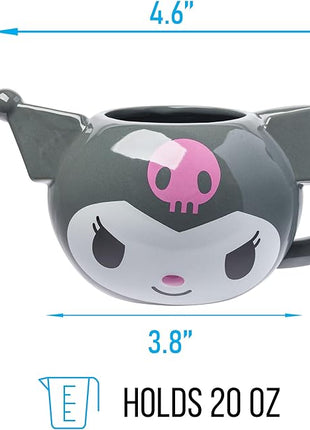 Silver Buffalo Hello Kitty and Friends Kuromi Ceramic 3D Sculpted Mug, 20 Ounces