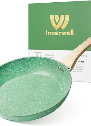 Innerwell Nonstick 11 Inch Skillet, Aluminum, Ergonomic Handle, Non-Toxic, Safe, Healthy, Easy Clean, Suitable for All Stovetops
