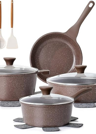 SENSARTE Nonstick Cookware Set 13-Piece, Healthy Pots and Pans Set Kitchen Cooking Set with Stay-Cool Handles, Silicone Utensils and Pot Protectors, PFOA Free