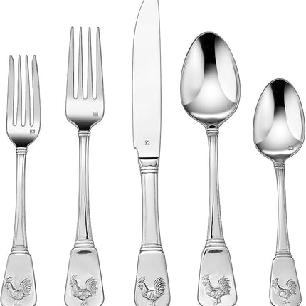 Cuisinart CFE-01-FR20 20-Piece Flatware Set, French Rooster
