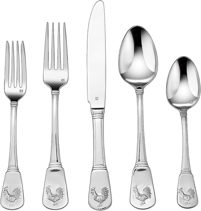 Cuisinart CFE-01-FR20 20-Piece Flatware Set, French Rooster