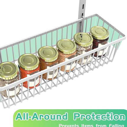 White 9-Tier Over The Door Pantry Organizer, Pantry Organization and Storage, Deep Baskets Hanging Heavy-Duty Metal, Wall Spice Rack Seasoning Shelves for Home & Kitchen, Laundry Room Bathroom