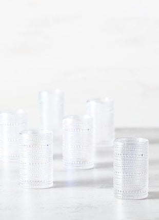 Fortessa Jupiter Beaded Hobnail Glass, 13 Ounce Iced Beverage (Set of 6), Iridescent