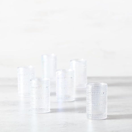 Fortessa Jupiter Beaded Hobnail Glass, 13 Ounce Iced Beverage (Set of 6), Iridescent