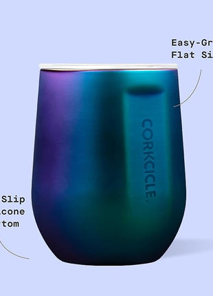 Corkcicle Stemless Wine Tumbler - Keeps Drinks Cold for 6 Hours - Triple-Insulated Stainless Steel - Non-Slip Base - Summer Drinkware Gift - Keeps Drinks Ice Cold - 12 oz - Dragonfly