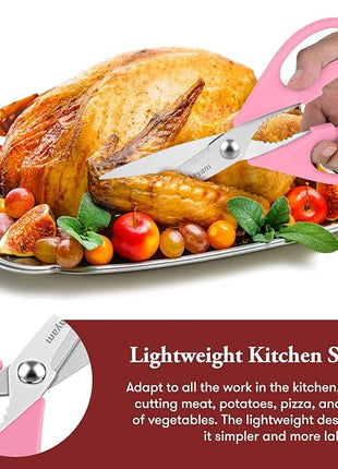 Gifts for Women, Mom, Wife, Her - Couple, Happy Birthday, Wedding Gifts, Christmas Day, Housewarming Gifts, iBayam Kitchen Scissors Heavy Duty Meat Poultry Shears Dishwasher Safe, Pink Stuff