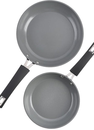 Kenmore Arlington Healthy Nonstick Ceramic Coated Forged Aluminum Induction Cookware, 12-Piece, Black Exterior/Grey Interior