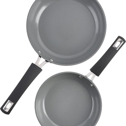 Kenmore Arlington Healthy Nonstick Ceramic Coated Forged Aluminum Induction Cookware, 12-Piece, Black Exterior/Grey Interior