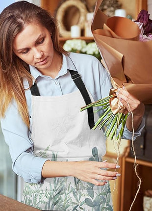 Britimes Watercolor Floral Botanical Apron Home Kitchen Cooking Baking Gardening for Women Men with Pockets 32x28 inch