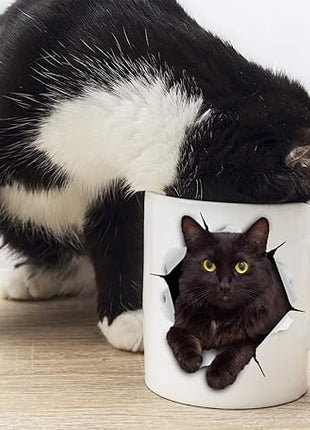 Winston & Bear Black Cat Coffee Mug - Funny Ceramic Coffee Mug Gift for Cat Lovers - Cute Novelty Cup for Men and Women (11oz)