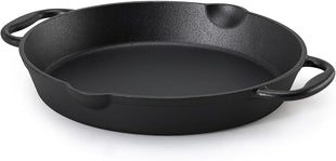 Navaris Cast Iron Skillet Pan - Oven Safe 2 Handle Frying Skillets - Pre Seasoned Pans for Stove or BBQ Cooking - 12 Inch / 30cm