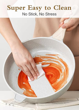 Kordisen Nonstick Ceramic Deep Frying Pan, 11 Inch Non Toxic Skillet with Lid, Healthy Jumbo Cooker, Saute Pan for Cooking, Induction Cookware, PFOA & PFAS Free