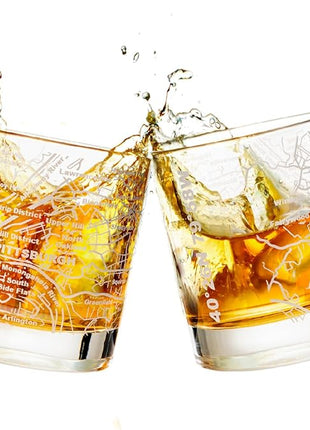 Greenline Goods Whiskey Glasses - 10 Oz Tumbler Gift Set for Pittsburgh lovers, Etched with Pittsburgh Map | Old Fashioned Rocks Glass - Set of 2