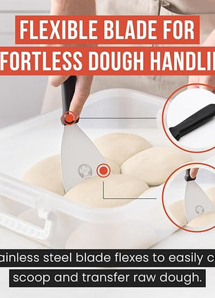 Chef Pomodoro Pizza Dough Scraper Tool 4" (10 cm), Bench Scraper with Handle, Stainless Steel Bench Knife and Metal Chopper for Kitchen, Bread Spatula, Pastry Tool for Food and Baking