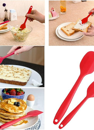 Silicone Spatula Set of 6, Rubber Spatula Set Heat Resistant and Stainless Steel Core Spatulas for Nonstick Cookware, Cooking Spatula Kitchen Utensils for Baking Mixing Small and Large Red Spatulas