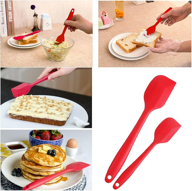 Silicone Spatula Set of 6, Rubber Spatula Set Heat Resistant and Stainless Steel Core Spatulas for Nonstick Cookware, Cooking Spatula Kitchen Utensils for Baking Mixing Small and Large Red Spatulas