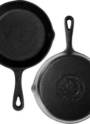 Backcountry Iron 8 Inch Round Medium Pre-Seasoned Cast Iron Skillet
