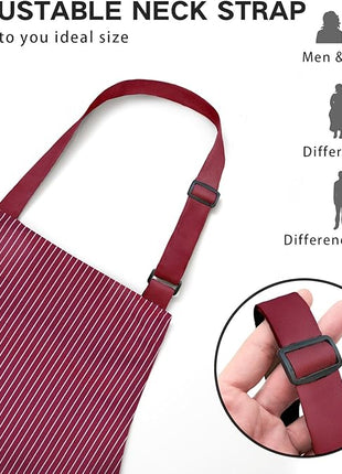 2 Pack Adjustable Bib Apron with 2 Pockets Chef Cooking Kitchen Restaurant Aprons for Women Men