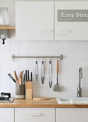 Kitchen Tongs Set of 3, Black Cooking Tongs with Silicone Tips, Non-Stick Non-Scratch Heat Resistant Tongs for Grilling Cooking BBQ Buffet Salad (Black, 7/9/12 Inch)