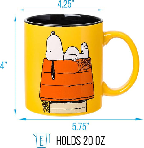 Silver Buffalo Peanuts Halloween Snoopy Trick Or Treat Spider Webs Ceramic Mug, 20 Ounces