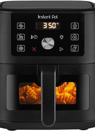 Instant Pot 4Qt VORTEX 6-in-1 Mini Air Fryer, Custom Program Options, Air Fry, Broil, Roast, Dehydrate, Bake, Reheat, Black, 4 Quarts