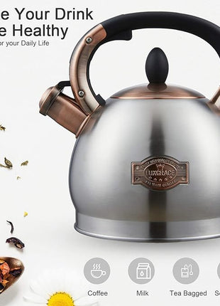 Tea Kettle -2.8 Quart Tea Kettles Stovetop Whistling Teapot Stainless Steel Tea Pots for Stove Top Whistle Tea Pot