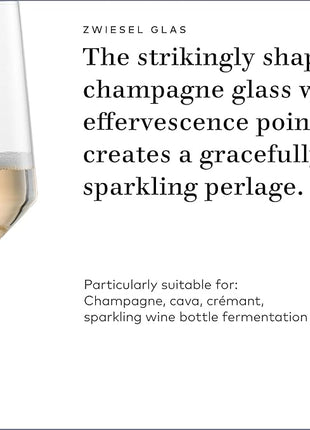 ZWIESEL GLAS Pure Champagne Glass (Set of 4), Champagne Flutes with Effervescent Point, Dishwasher-Safe Tritan Crystal Glasses, Made in Germany (10 Ounce)