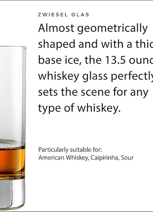ZWIESEL GLAS Paris Whiskey Glass 13.5 Ounce (Set of 6), Bar Tumbler for Whiskey, Dishwasher-Safe Tritan Crystal Glasses, Made in Germany
