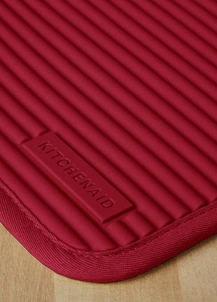 KitchenAid Ribbed Soft Silicone Pot Holder 2-Pack Set, Smoked Paprika Red, 7"x9"