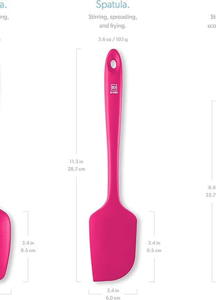 DI ORO Silicone Spatula Set - Rubber Kitchen Spatulas for Baking, Cooking, & Mixing - 600°F Heat-Resistant & BPA Free Silicone Scraper Spatulas for Nonstick Cookware - Dishwasher Safe (3pc, Magenta)