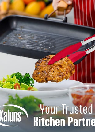 Kaluns Silicone Spatula Set, 4 Rubber Spatulas 600°F Heat Resistant, Nonstick Seamless Design with Stainless Steel Core, Dishwasher Safe, BPA free, Bonus Tongs Included