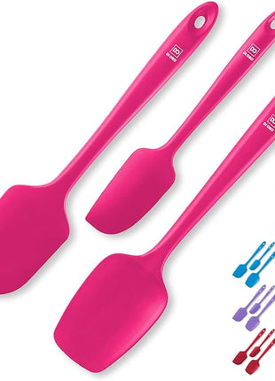 DI ORO Silicone Spatula Set - Rubber Kitchen Spatulas for Baking, Cooking, & Mixing - 600°F Heat-Resistant & BPA Free Silicone Scraper Spatulas for Nonstick Cookware - Dishwasher Safe (3pc, Magenta)