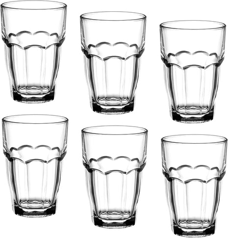 Bormioli Rocco Rock Bar 16.25 oz. Cooler Stackable Tempered Beverage Glasses for Cold Drinks, Water, and Cocktails, Set of 6, Clear